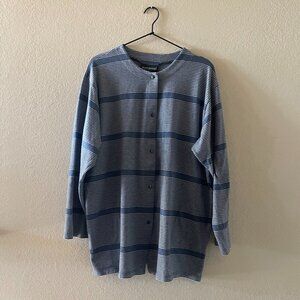 Marimekko Striped Long Sleeve Cardigan XL 100% Cotton Stretch Natural Fibers